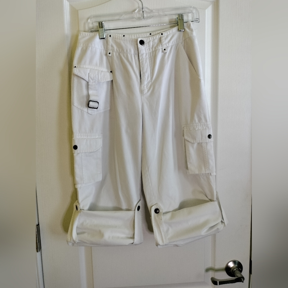 Newport News White Cottagecore Wide-Leg Versatile Cargo Pants - Picture 4 of 14